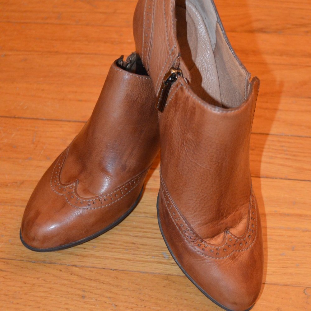 NURTURE Tan Leather Shoe Boots  "Haddie" sz 9~BRAZIL~Western flair